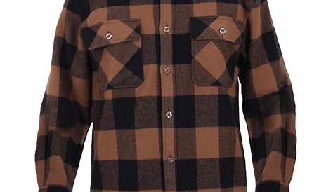 Heavyweight Men's Brown and Black Plaid Flannel Shirt