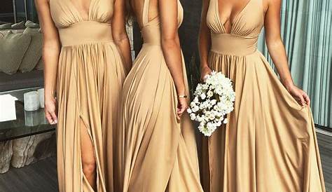Brown And Gold Bridesmaid Dresses | Gold bridesmaid dresses, Gold