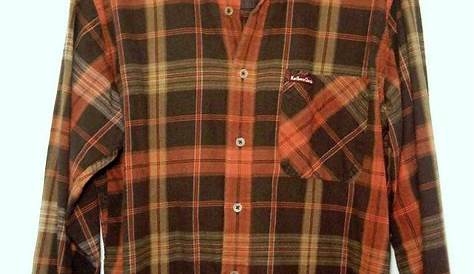 men's orange/black plaid shirt, grey inside | Lined flannel shirt, Mens