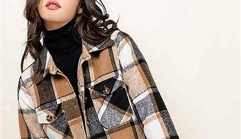 Petite Flannel Wool Look Longline Shirt Jacket | boohoo | Jacket outfit