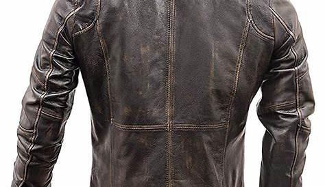 Mens Racer Brown Distressed Leather Motorcycle Jacket