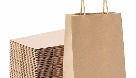 Switory 50pc Party Bags Kraft Gift Bag 13.3 x 9.5 x 20.3cm Brown