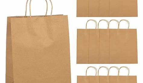 36-Count Brown Kraft Bags - Paper Bags with Handles, Great As Shopping