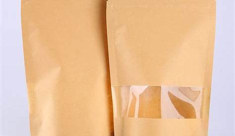 Brown Paper Bags with Clear Oval Window - PackagingBest