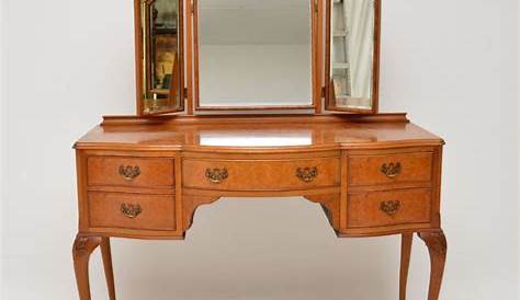 Brown Vintage Dressing Table Antique Queen Anne Style Burr Walnut Marylebone Antiques