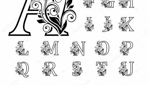 Letters of Alphabet Decorated with Flowers, Floral Monogram Vector