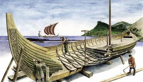 Vikings building a longship by Jean Soutif Boat Building Plans, Boat