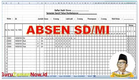 Download Contoh Absensi Siswa Untuk Kelas 1-6 SD/MI [Format Excel
