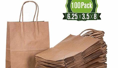 10-200 BROWN PAPER BAGS Bulk 6 Sizes Shopping Bag HANDLE Carry Gift