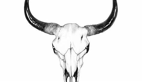 animal bull skull head with floral design | Bull skull tattoos, Cow