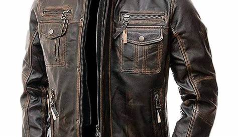 Distressed Black Cafe Racer Leather Jacket - Men Jacket - MauveTree