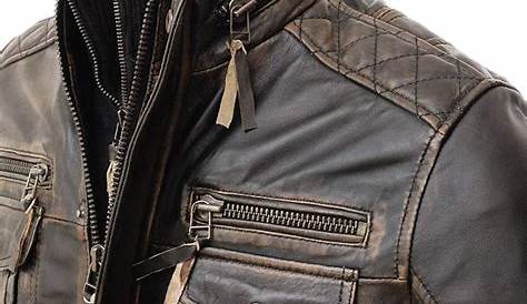 Men cafe racer style leather jacket with quilting | Mens Leather Jacket
