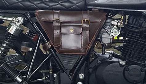 PU Leather saddle bag Luggage Tool SideBag For Cafe Racer ATV Custom