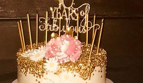 40th Birthday cake in rose gold and blush pink. With 24k gold leaf