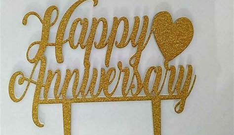 Anniversary Cake Toppers. JYNice 4pcs Gold Happy Anniversary Cake