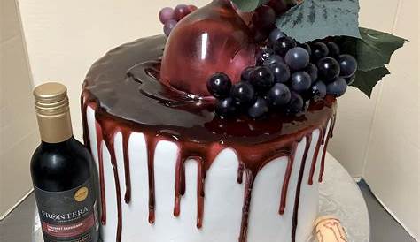 Wine cake in Crate - Dual birthday cake. Wine bottle covered in fondant