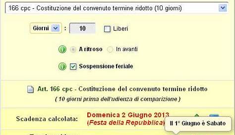 Calcola Termini Processuali / Calcolo Termini Per Le Impugnazioni