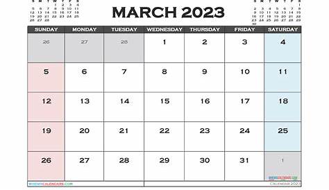 March 2023 Calendar Printable - Printable Word Searches