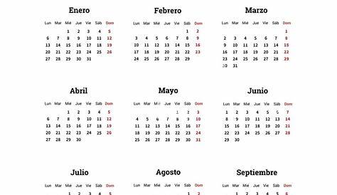 CALENDARIO 2020 EN ESPAÑOL - Calendario 2019