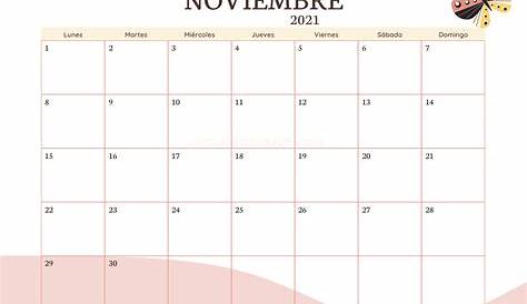 Calendario Noviembre 2021 para imprimir - Argentina