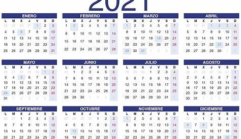 Calendario 2021 para imprimir (Anual y Mensual) | Información imágenes