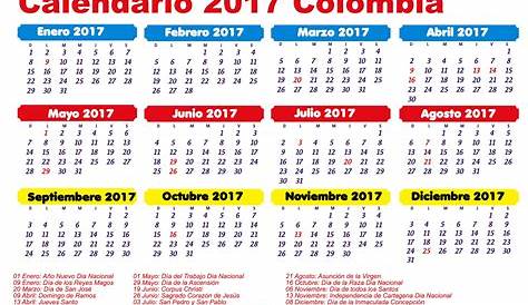 Calendario de Colombia 2017