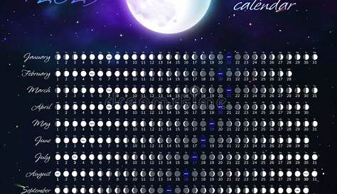 Calendario Delle Fasi Lunari 2020 E Vettore Della Mappa Delle Stelle
