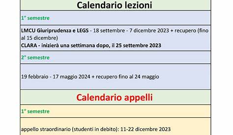 Calendario didattico Giurisprudenza a.a. 2023-2024 - Sa Do Sa Do Sa Do