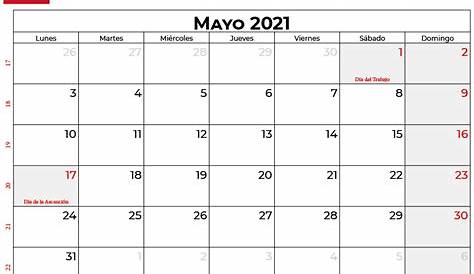 Pin en Calendario Mayo 2021