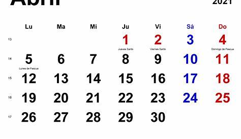 Calendario abril 2021 – calendarios.su