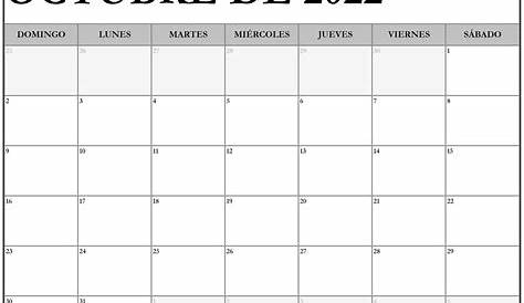Calendario octubre 2022 en Word, Excel y PDF - Calendarpedia