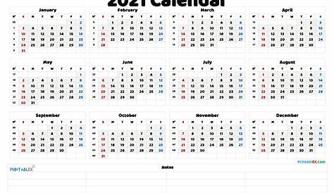 2021 Calendar (PDF, Word, Excel)