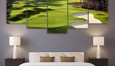 Golf Course Framed 5 Piece Canvas Wall Art Painting Wallpaper Poster P