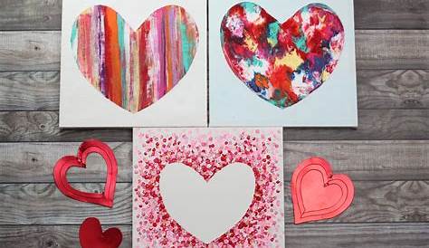 Canvas Valentine Crafts Heart Painting On 3 Ways! Easy Tutorial For Kids & Adults