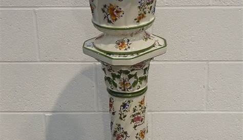 Capodimonte Jardiniere Stand And Pedestal Made In Italy Olde