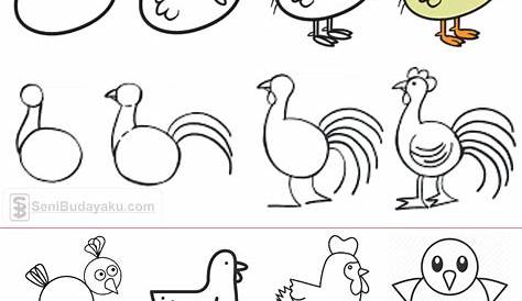 Cara menggambar ayam jago untuk anak-anak
