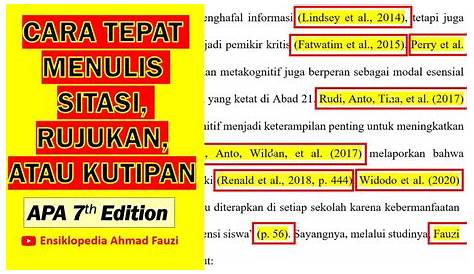 Cara Menulis Kutipan, Rujukan, atau Sitasi sesuai APA style 7th Edition