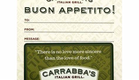 Carrabba’s Promotions Get 10 Bonus w/ 50 Gift Card Purchase, Etc