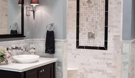 White subway tile and carrara marble bathroom Bathroom renos, Carrara