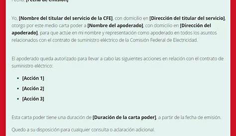 Formato Carta Poder Para Tramites Cfe - IMAGESEE