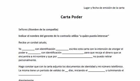 Carta Poder - El formulario se puede rellenar en línea, imprimir
