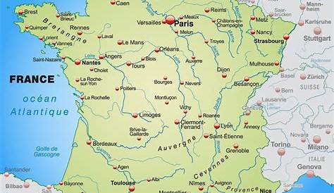 Carte détaillée de France villes » Vacances - Arts- Guides Voyages
