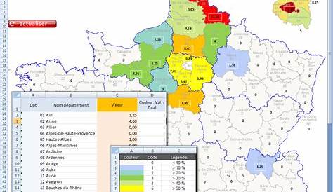 Excel automatic map of france departments and regions