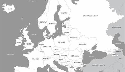 Carte de l'Europe en noir et blanc 4 | Carte europe, Carte europe
