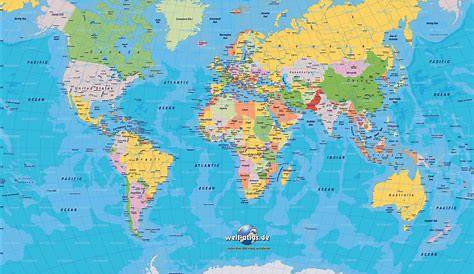 Carte du monde en couleur à imprimer - infini photo