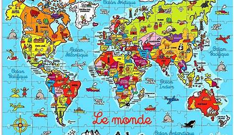 Carte du monde détaillée à imprimer » Vacances - Arts- Guides Voyages