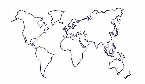 Contour Noir Simplifié De Carte Du Monde Divisé à Six Continents
