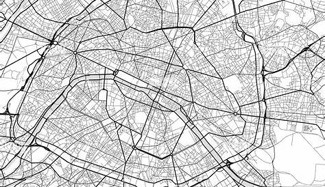« Paris Map Schwarzplan » par Hubert Roguski | Carte de Paris noire | #