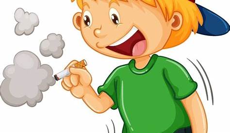 Illustration Of Cartoon Cigarette Character With Smoke - Cigarette