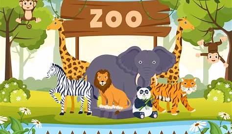 Zoo vector illustration or petting zoo cartoon design. Open zoo wild
